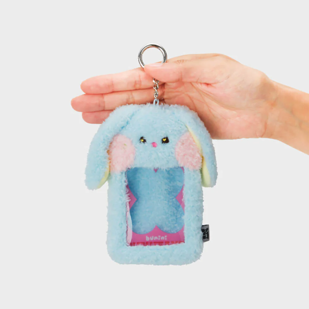 NewJeans bunini Plush Photo Card Holder Keyring (Blue) - Image 2